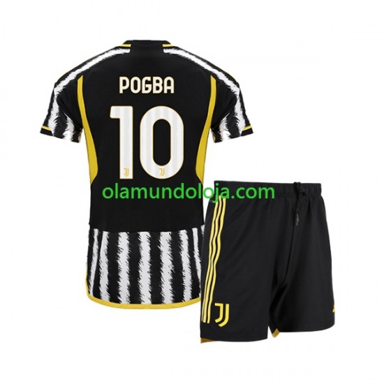 Camisola Juventus Paul Pogba 10 Criança Equipamento Primeiro 2023-2024 Manga Curta